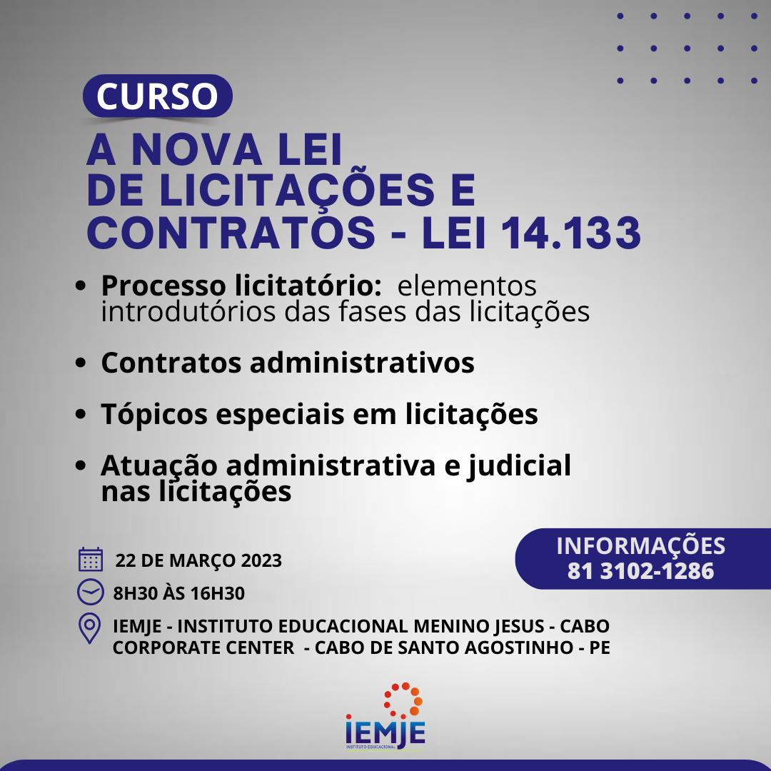 Curso a nova Lei de licitações e contratos – Lei 14.133/2021